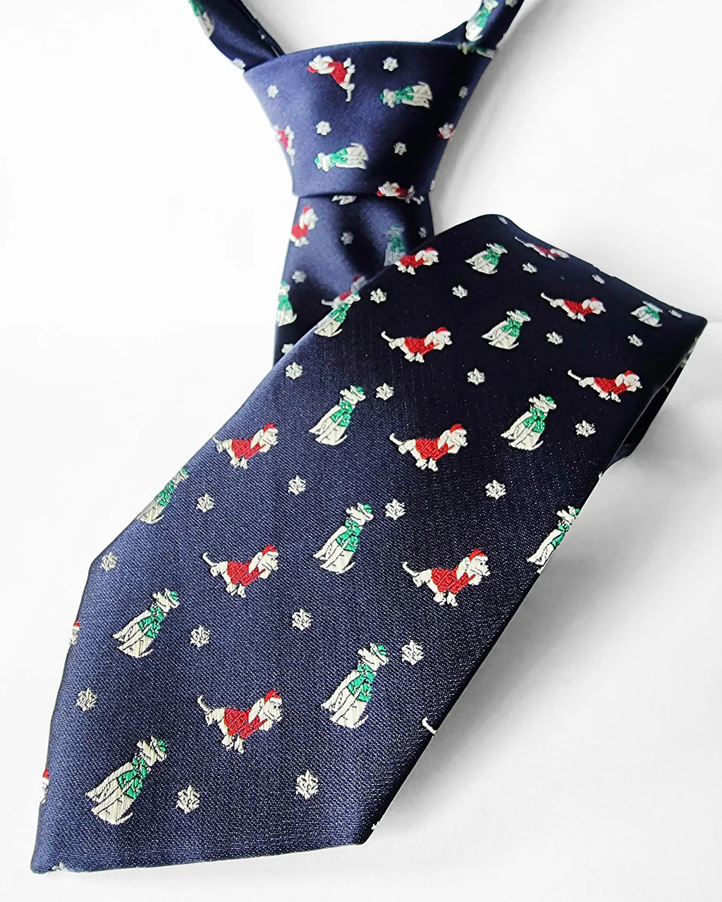 Slips, mørkeblått med julehundmotiv