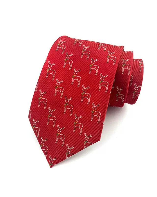 Slips, rødt med reinsdyrmotiv