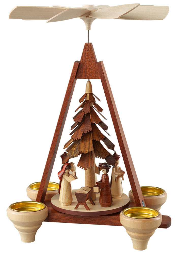 Julepyramide, julekrybbemotiv, liten, natur (variant)
