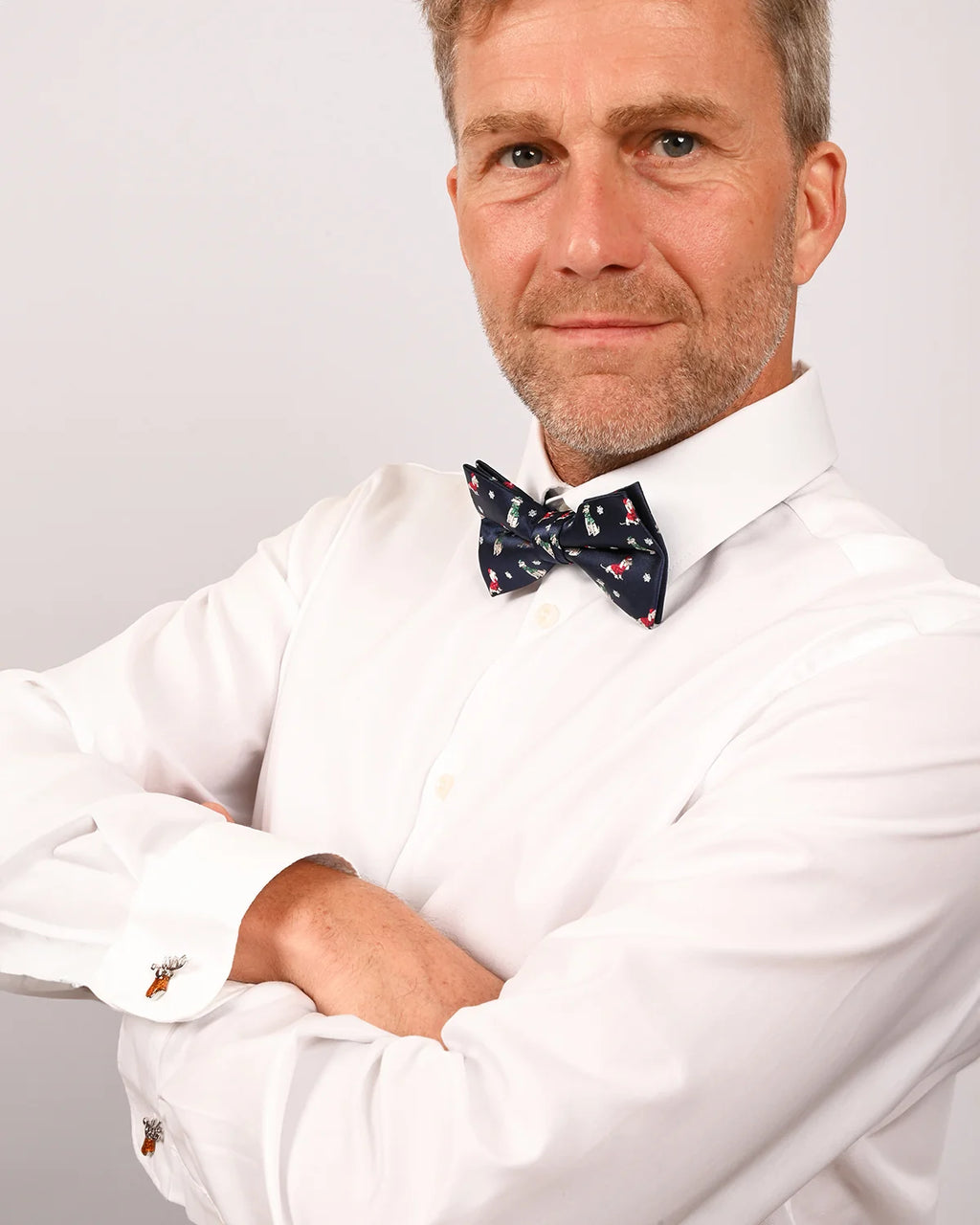 Sløyfe, mørkeblå med julehundmotiv