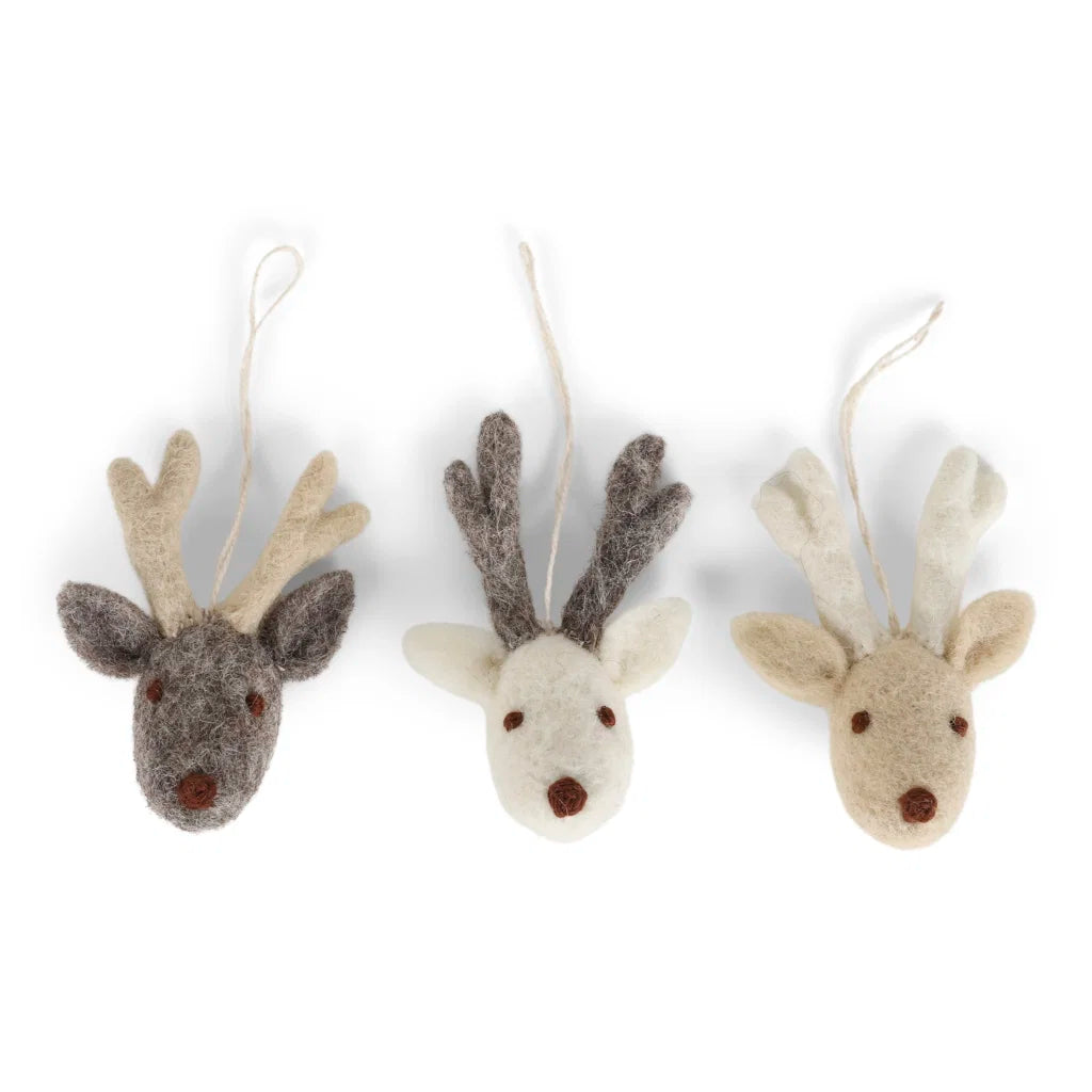 Mini reinsdyr med ansikter - sett med 3, 9 cm