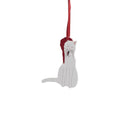 Tre-ornament, hvit katt, H.8cm