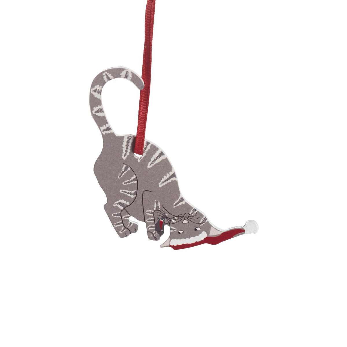 Tre-ornament, brun katt, H.8cm