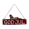 «God Jul»-skilt med hunden Dusty, L.18cm