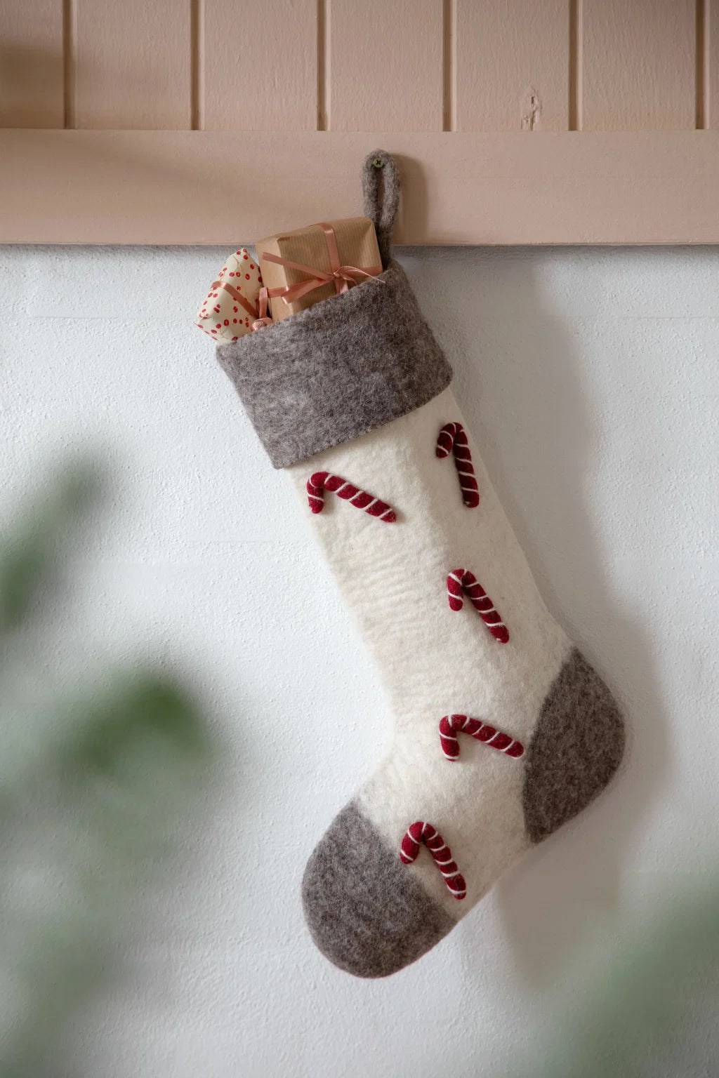 Julestrømpe med sukkerstenger, 48 cm