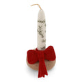 Lys i holder med rød sløyfe, 12 cm