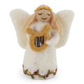 Engel med broderi som holder harpe - liten, 10 cm