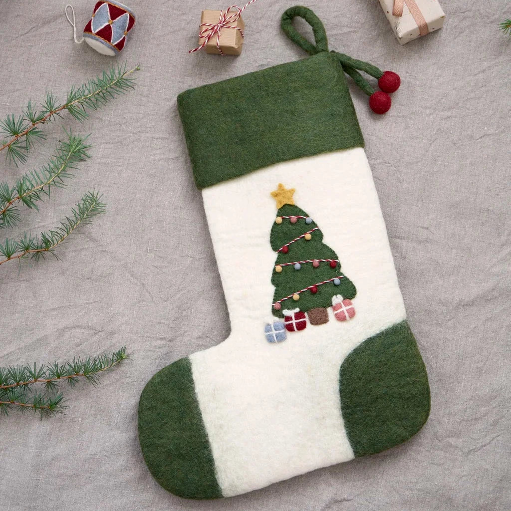 Julestrømpe med juletre, 48 cm
