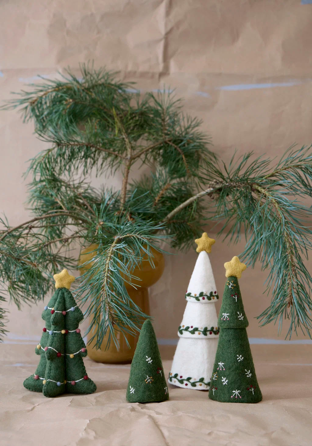 Juletre med broderi - 3-i-1 - grønn, 29 cm