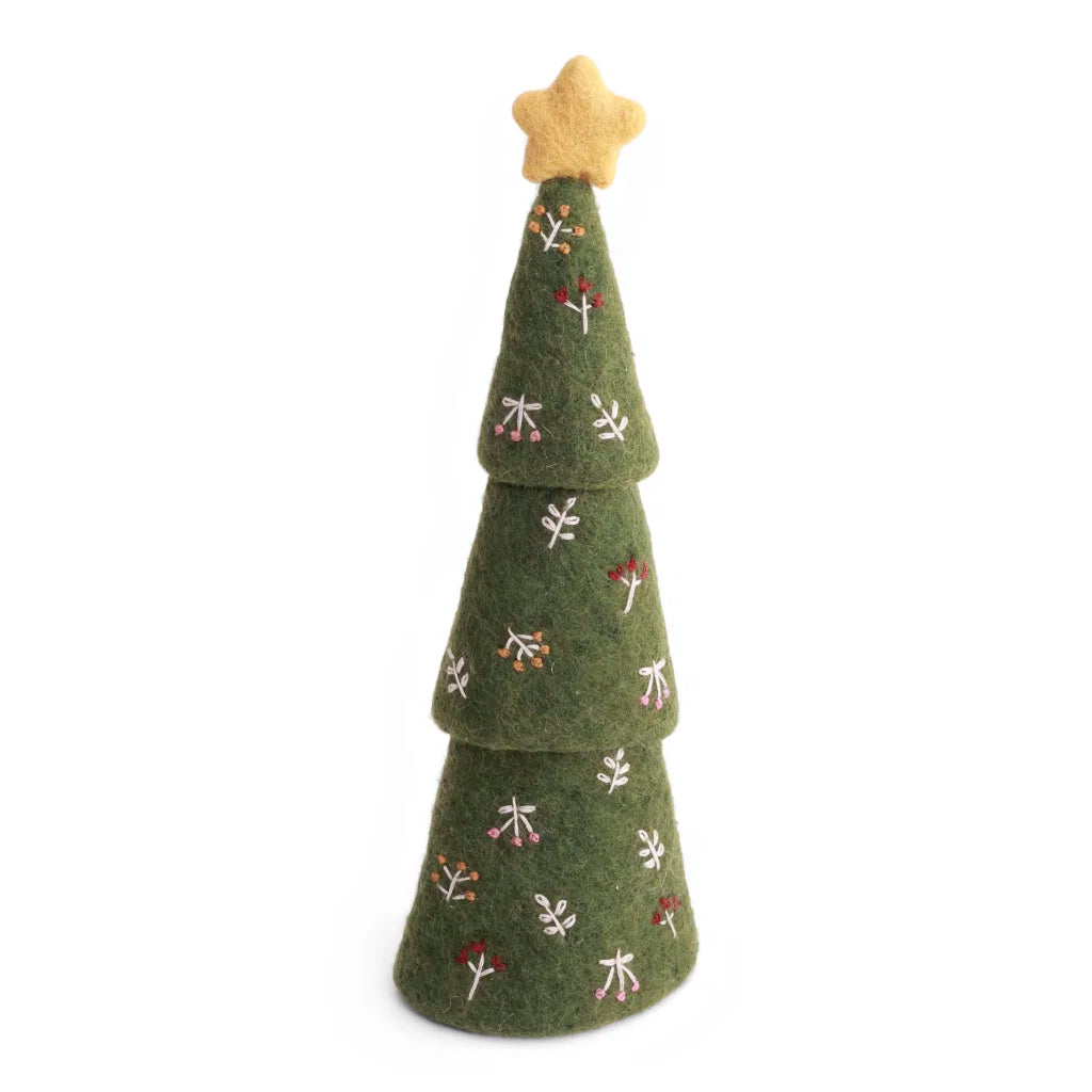 Juletre med broderi - 3-i-1 - grønn, 29 cm