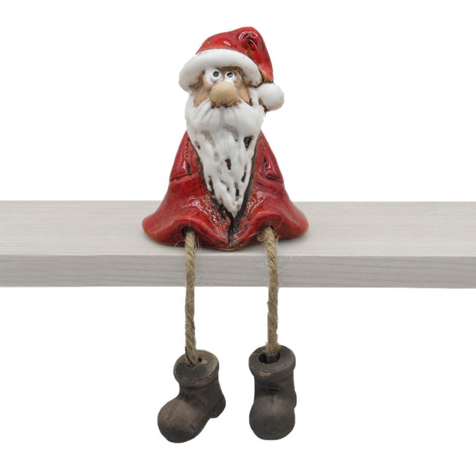 Tomte med hengende ben, H 10cm, rød