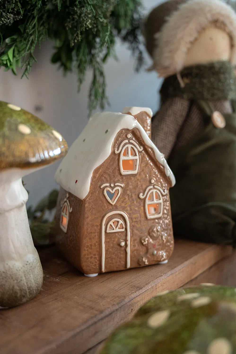 Keramikhus, Ginger, brunt, H 12cm - to etasjer