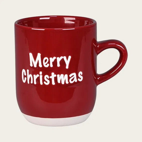 Tekstmugg, «Merry Christmas», H 9,5cm, rød