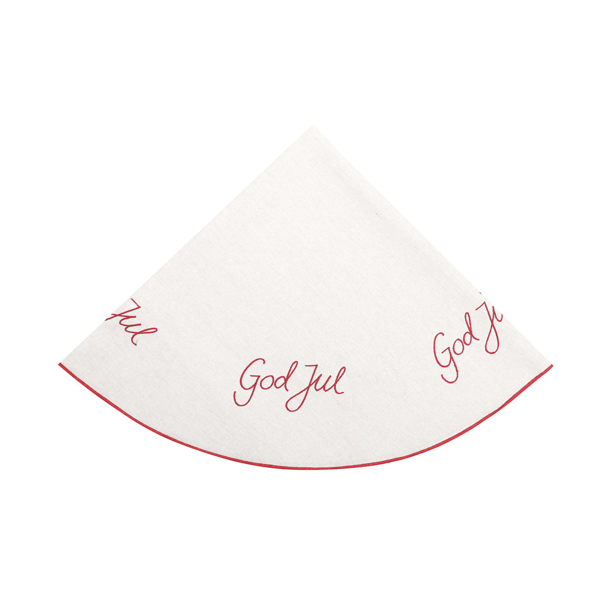Juletrematte God Jul, rund lin med broderi, Ø100cm