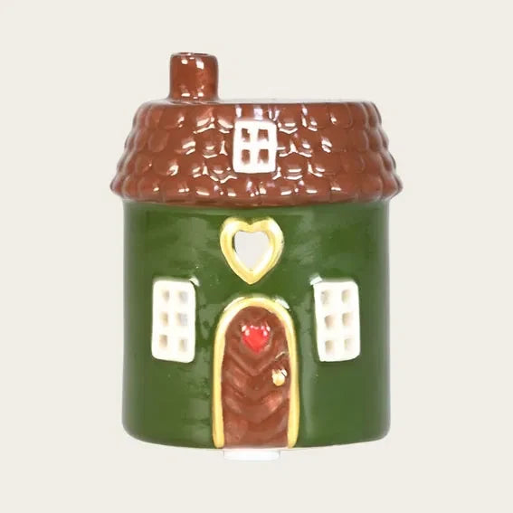 Keramikhus, Christmas Joy, grønt, H 7cm