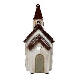 Keramikhus, kirke, hvit, H 20cm