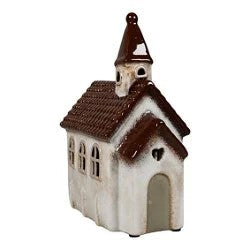 Keramikhus, kirke, hvit, H 20cm