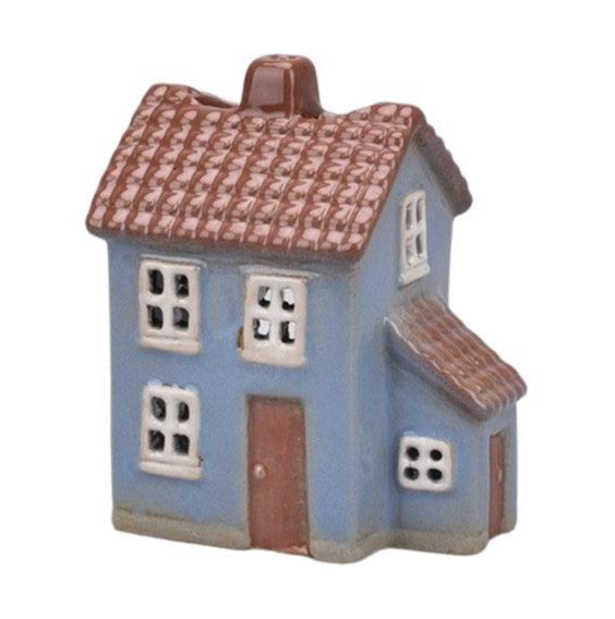 Keramikhus, blått, H 10cm
