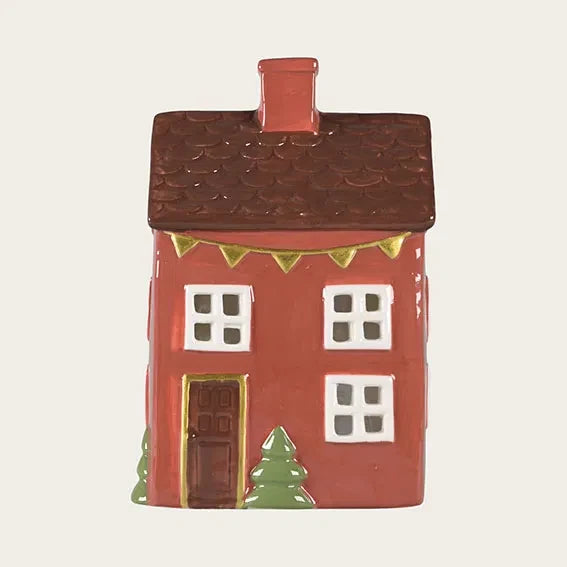 Keramikhus, Christmas Joy, oransje, H 15cm