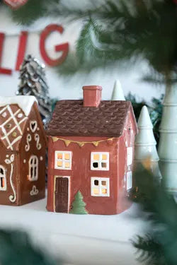 Keramikhus, Christmas Joy, oransje, H 15cm