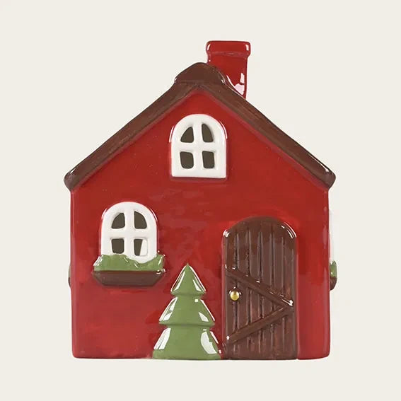 Keramikhus, Christmas Joy, rødt, H12cm