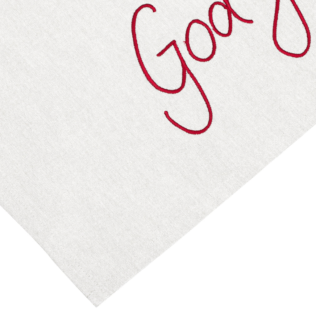 Kjøkkenhåndkle God Jul, lin/chambray med rød broderi, 50x70cm