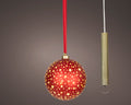 Mikro-LED kule, batteridrevet, 19cm, Rød/Varmhvit