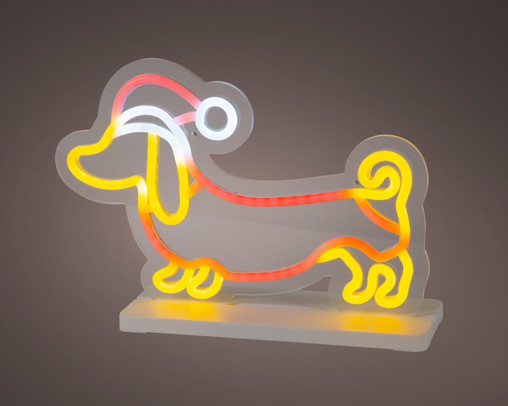 LED-neonlys, hundefigur i plast