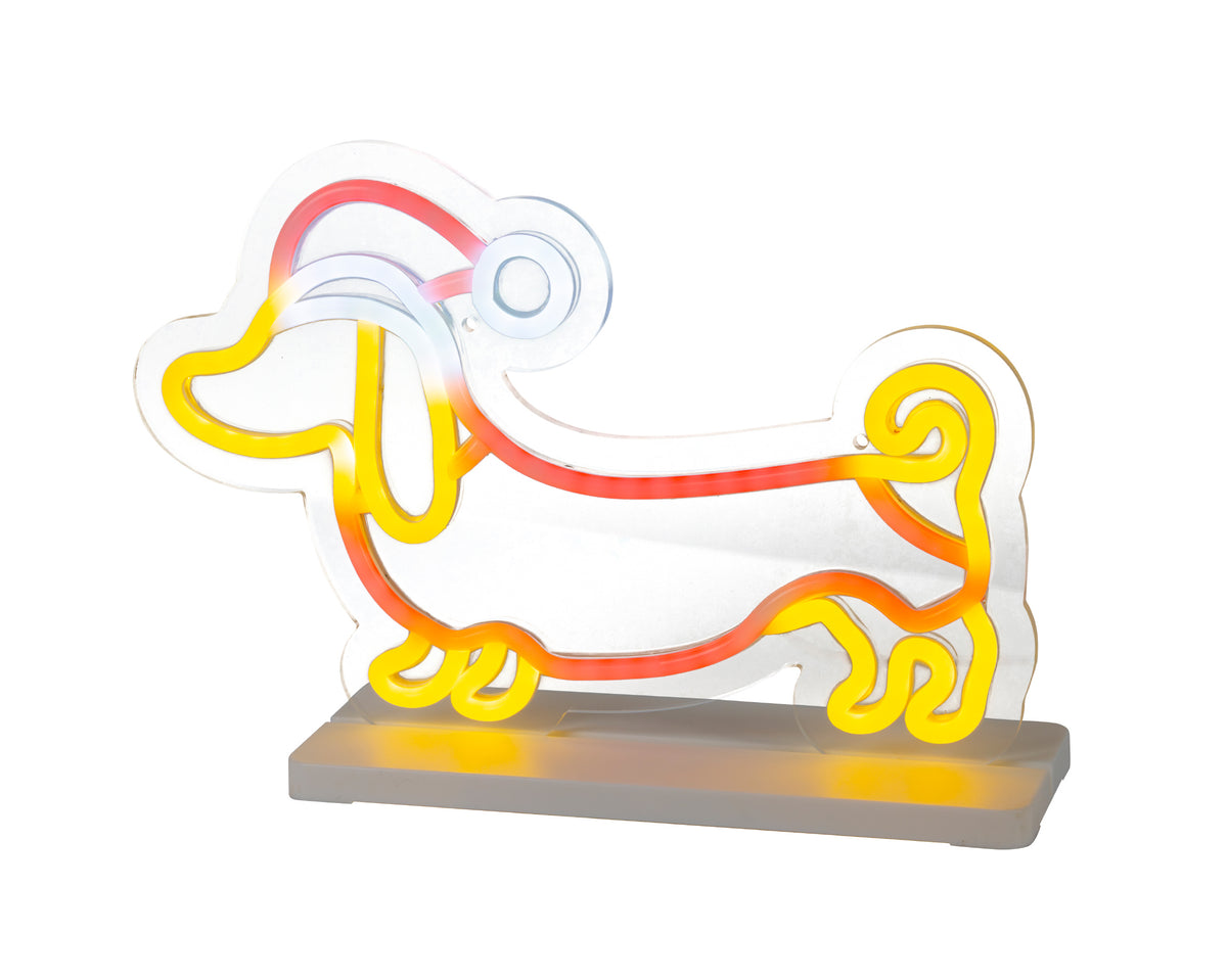 LED-neonlys, hundefigur i plast