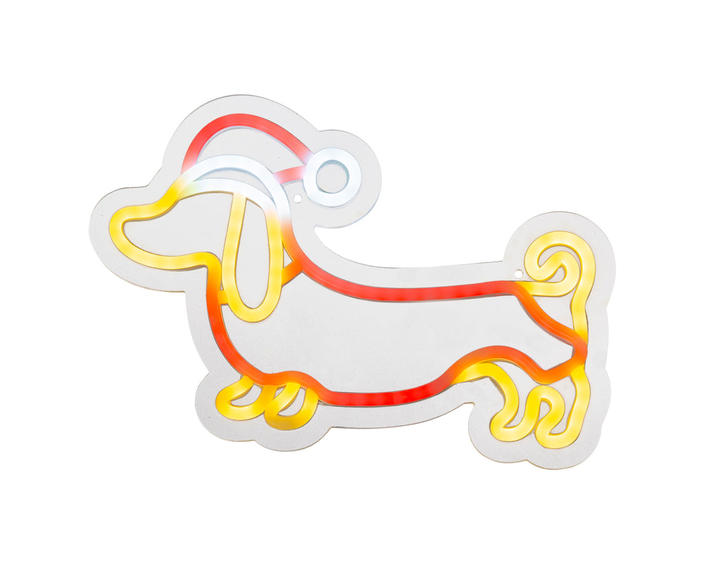 LED-neonlys, hundefigur i plast