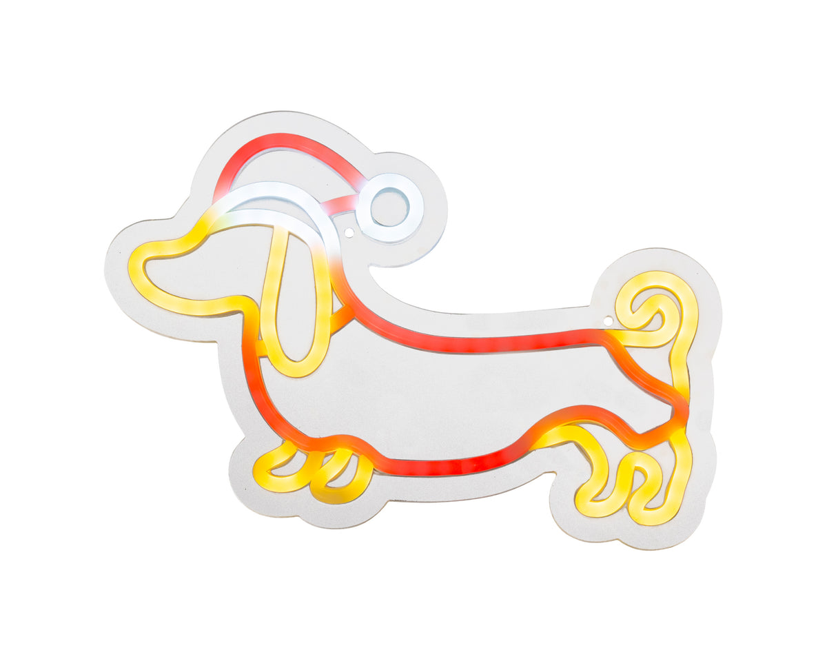 LED-neonlys, hundefigur i plast