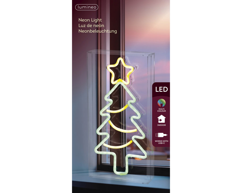 LED-neonlys, juletre i plast (USB)