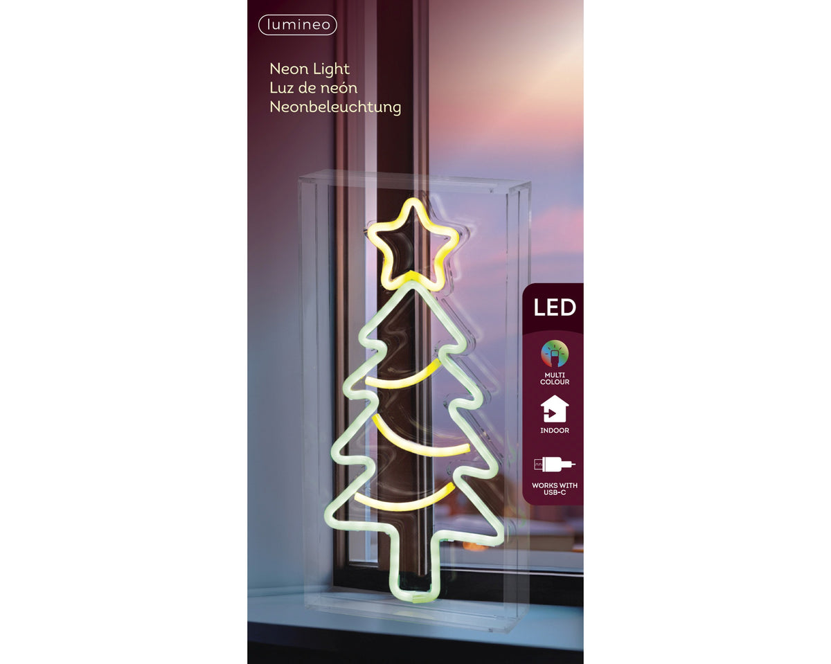 LED-neonlys, juletre i plast (USB)