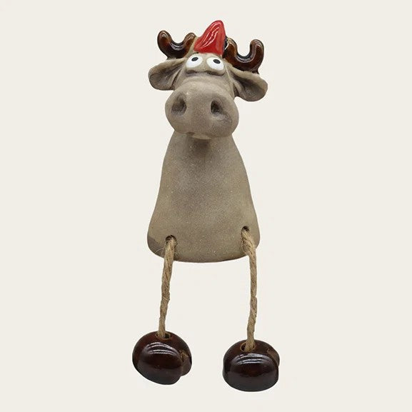 Julelg med hengende ben, H 9,5cm, keramikk