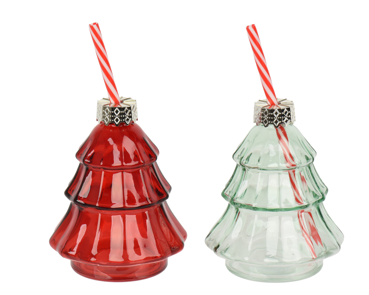 Drikkeglass, juletre-motiv, transparent