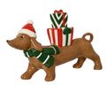 Hundefigur i glasert dolomitt med gaver, Brun/Mix