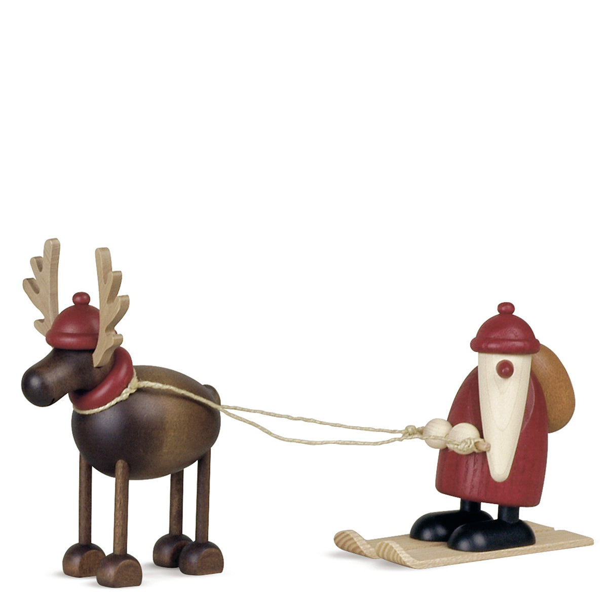 Rudolf med julenisse på ski, liten