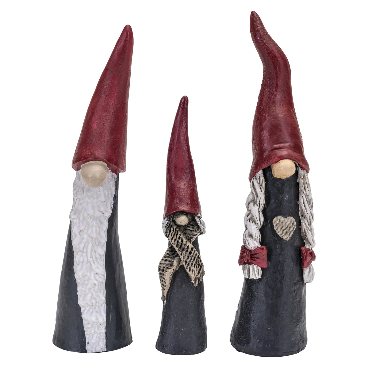 Høy julenissefamilie, 3 stk, H.7-9,5cm