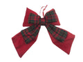 Dobbel sløyfe i fløyel og tartan, rød, liten