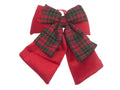 Dobbel sløyfe i fløyel og tartan, rød, stor
