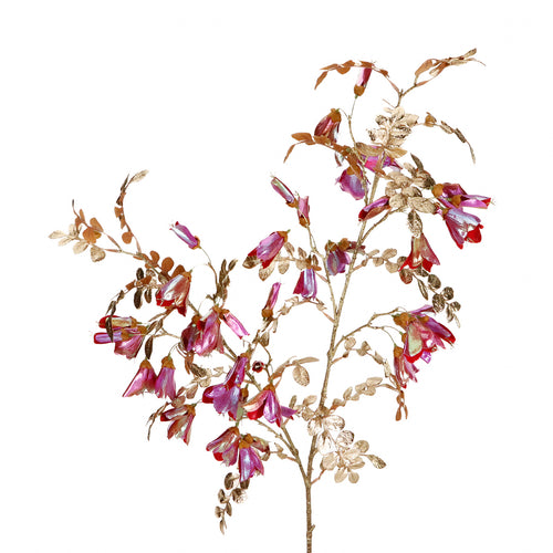 Blomst-/bladstilk i metall, rosa/gull, 112 cm