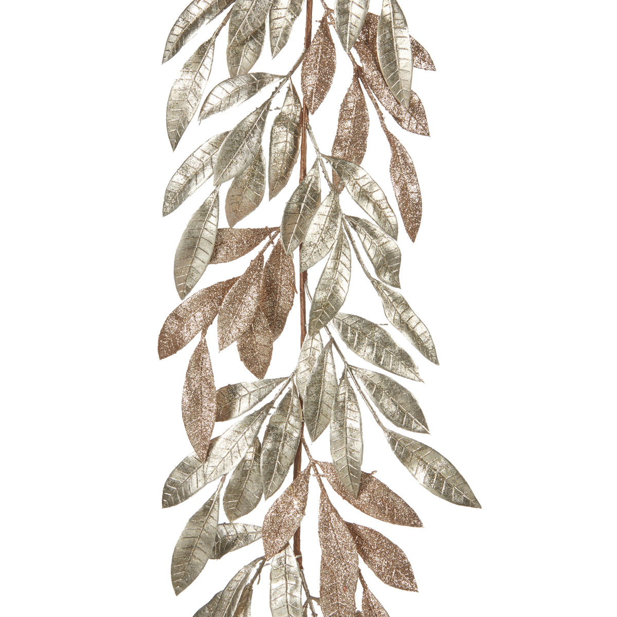 Glitrende bladgirlander, champagne, 183 cm
