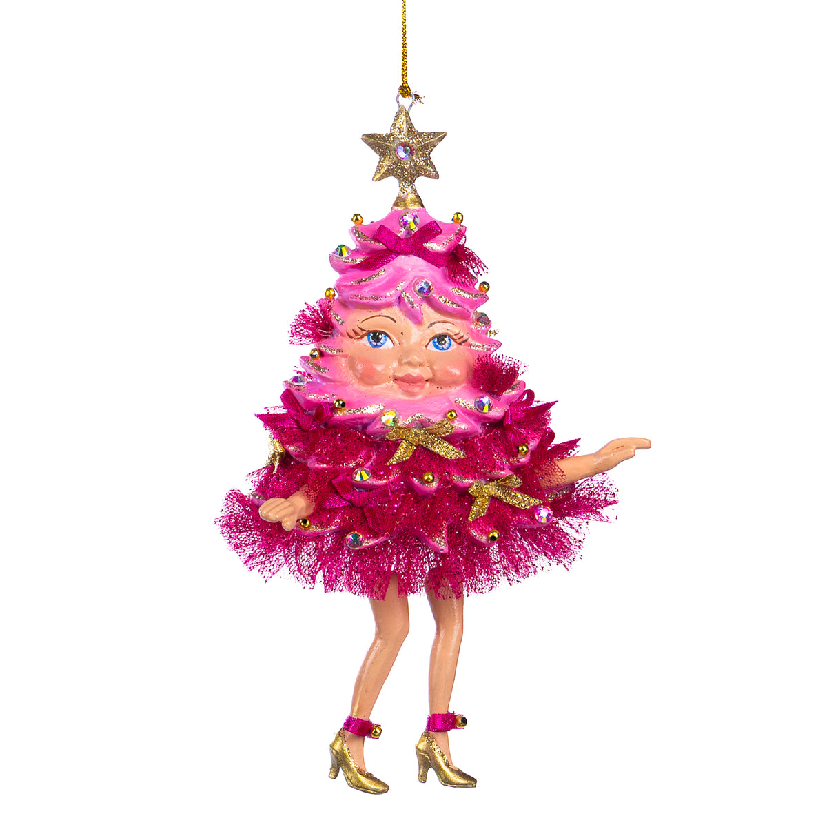 Julepynt juletre, trendy candy-stil, rosa, 16,5 cm
