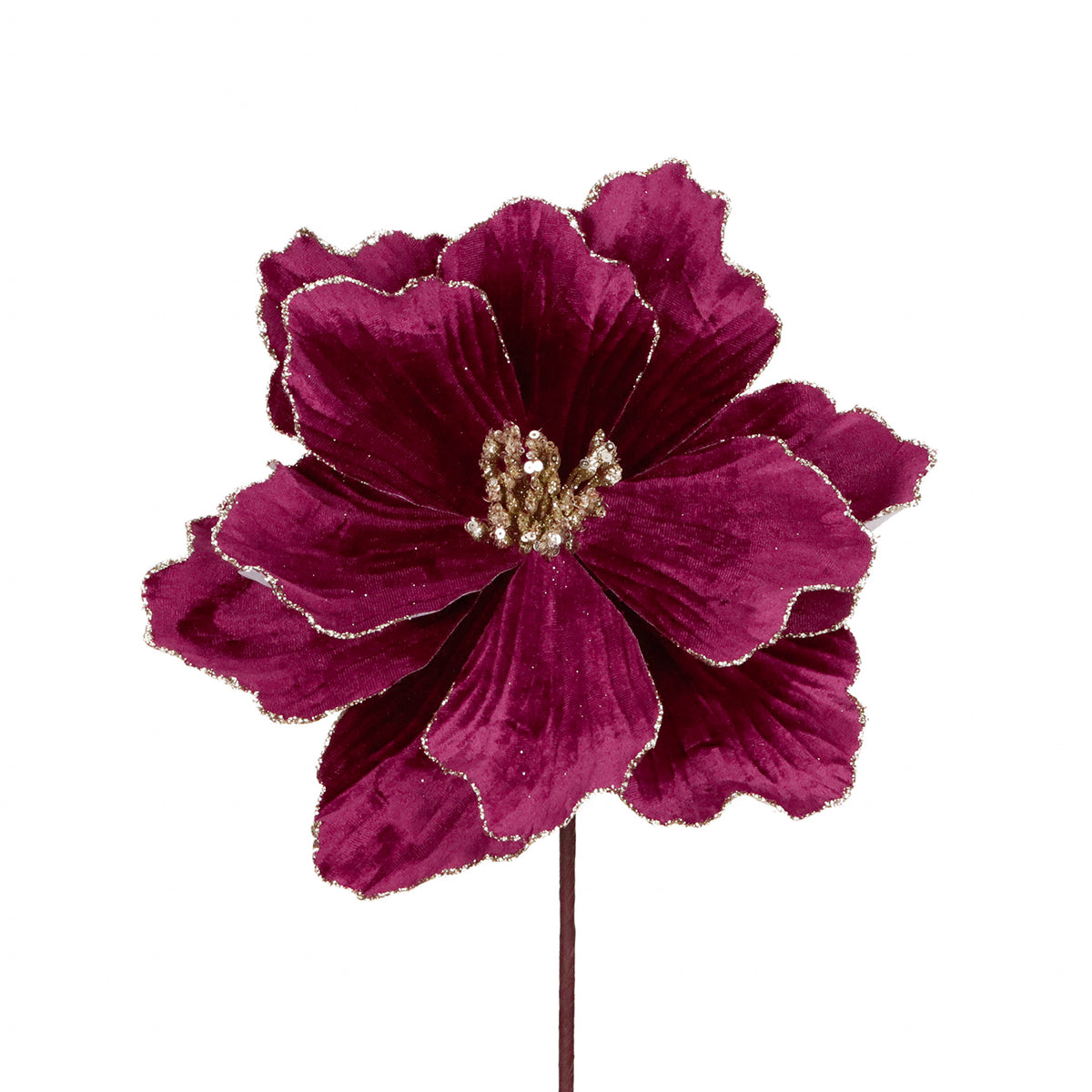 Glitrende magnoliastilk, burgunder/gull, 45 cm