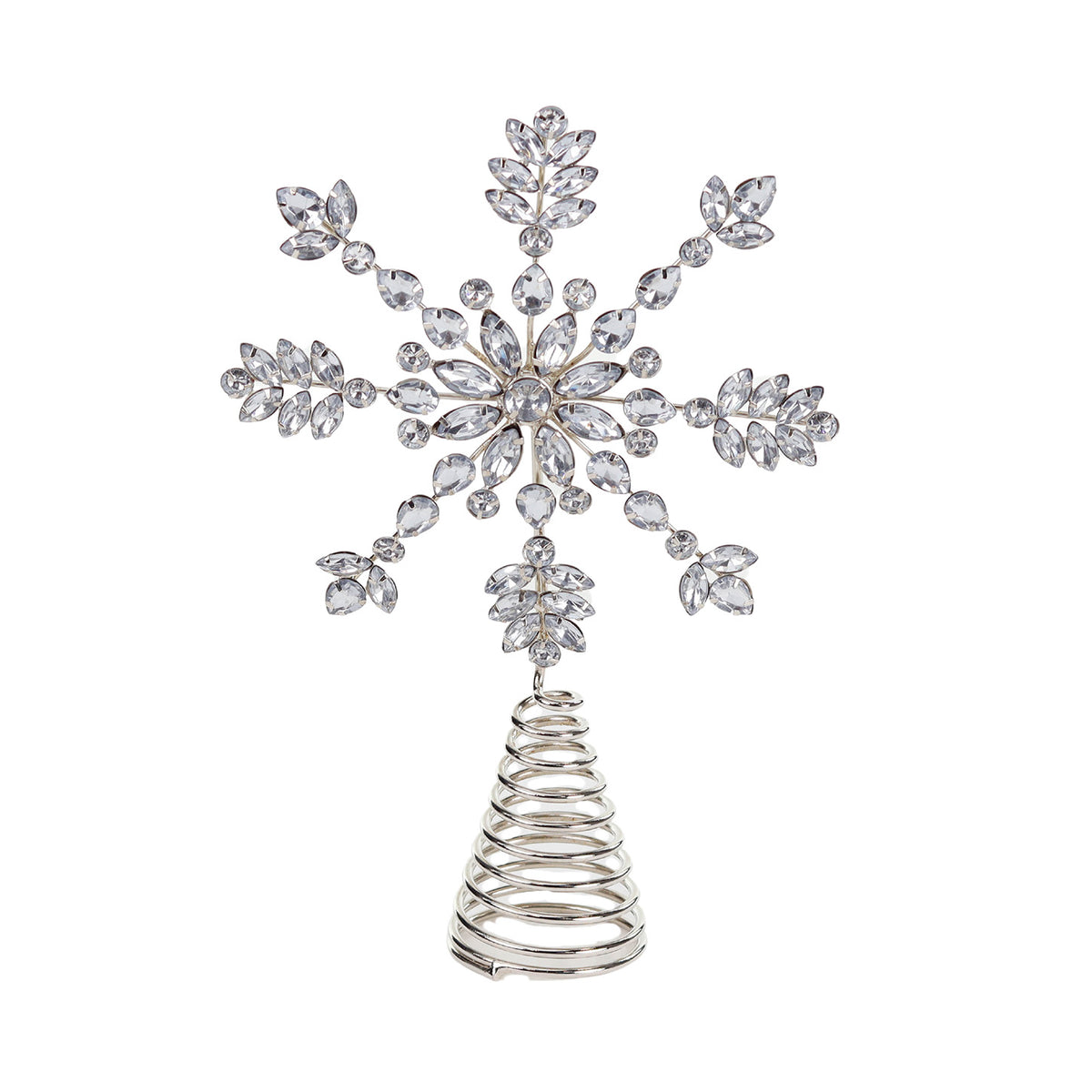 Juletretopp, juvel-snøfnugg, sølv/klar, 26 cm