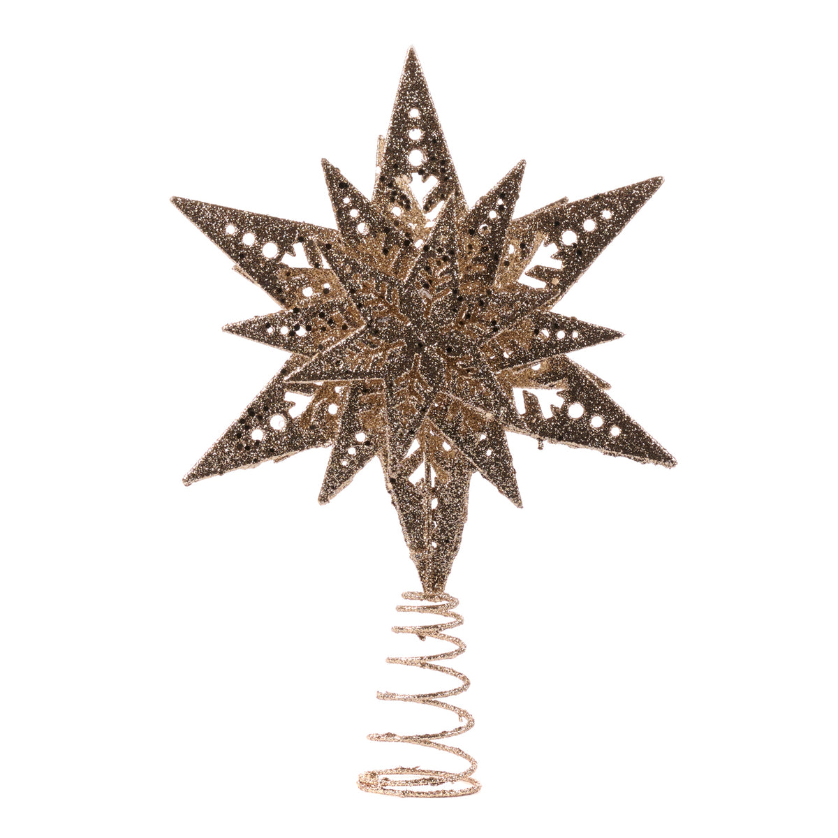 Metalljuletretopp, stjerne, champagne, 33 cm