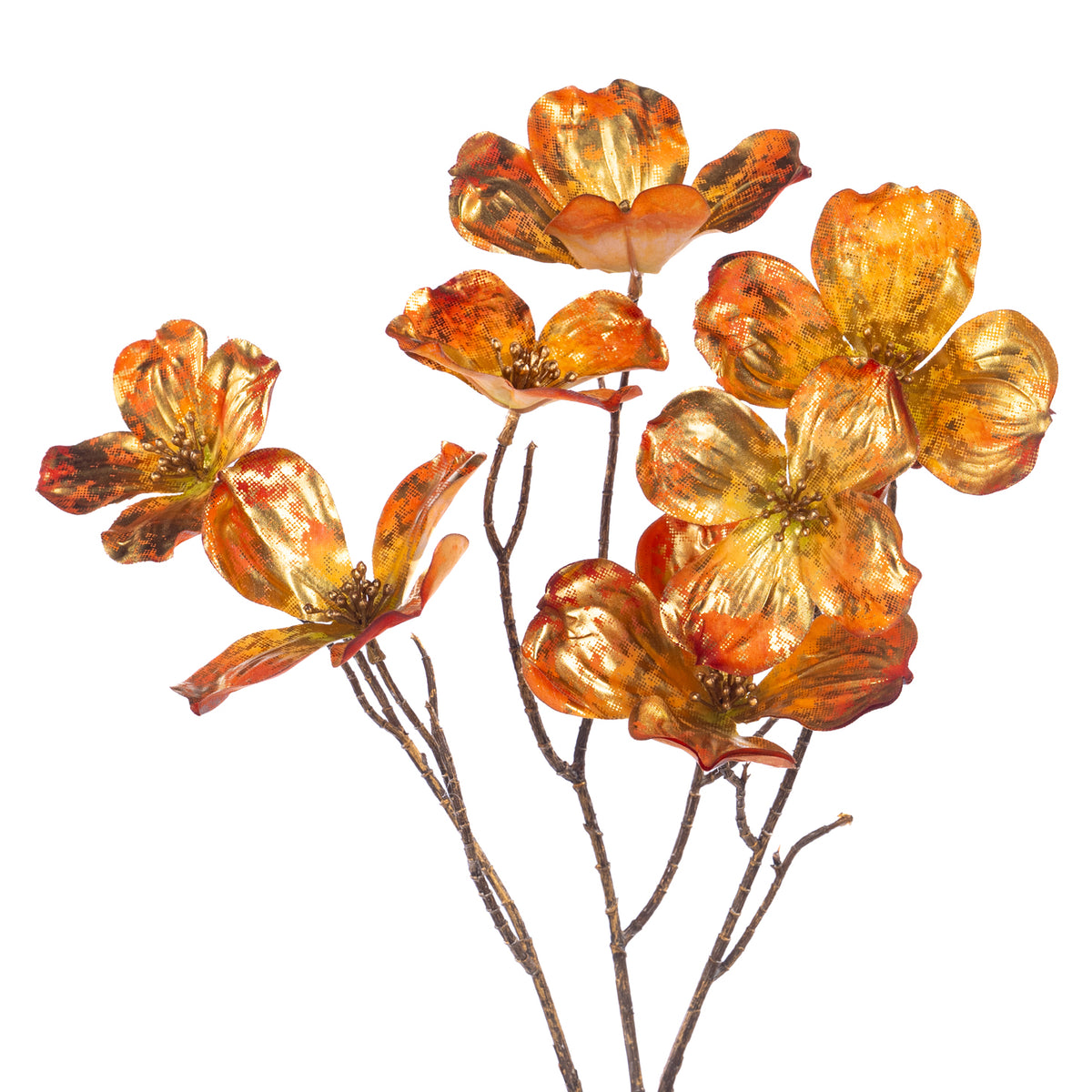 Kornellblomst på metallstilk, gull/oransje, 71 cm