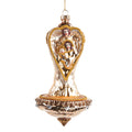 Julepynt glassengel med Maria og Jesus, krem/champagne, 16,5 cm
