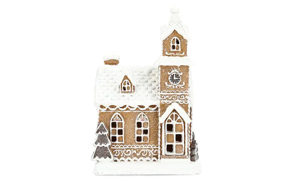 LED Lykta Pepparkakshus - kirke med klokketårn