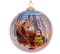 Julekule, håndmalt, elg og nisse, Bergerlind